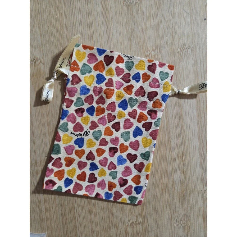 Brighton Drawstring Fabric‎ Jewelry Pouch  Gift Bag Hearts 4 Bags + 2 Heart Tin